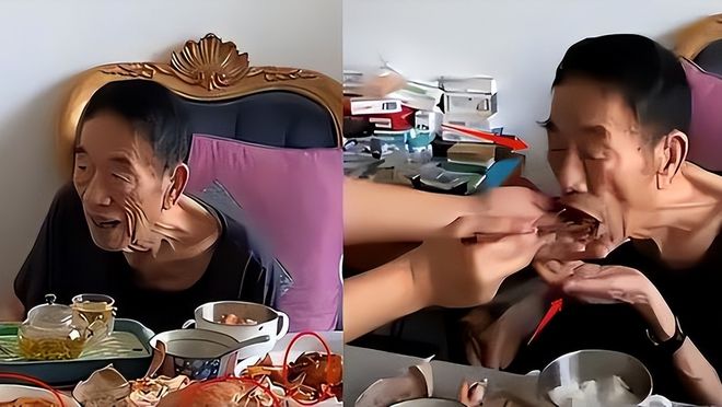 子93岁的杨少华终于开始“享福”了OG网站大口吃肉大碗喝酒、爱抽华(图1)